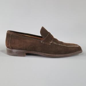 SUTOR MANTELLASSI Size 8 Brown Suede Penny Loafers